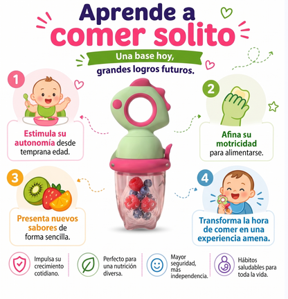 Alimentador de Silicona para Bebé — Mordedor de Frutas NutriDino®